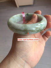 Load image into Gallery viewer, 59.2mm Type A 100% Natural light green brown chubby jadeite jade bangle G55
