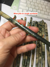 Load image into Gallery viewer, 100% Natural Mottled Green, Olive, and Creamy Yellow Camouflage Color Xiu Jade (Serpentine) Hairpin Group AW60
