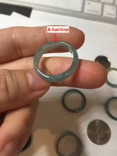 Load image into Gallery viewer, 17.9mm 7 3/4 100% natural type A icy watery green/blue Guatemala jadeite jade band ring group  BP76
