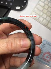 Load image into Gallery viewer, 55.5mm Certified Type A 100% Natural Dark Green Blue Gray Black Slim Moonlit Ink (水墨月色)Round Cut Jadeite Jade Bangle BS145-0747
