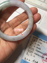 Load image into Gallery viewer, 53.6mm 100% Natural type A dark green purple white carved plum bossom and golden-painted Jadeite Jade bangle PD91-0269
