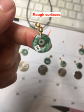 Load image into Gallery viewer, 12–14.5mm Certified Type A 100% Natural Sunny Green Dark Green White Jadeite Jade Concentric Ring Safety Guardian Donut Mom &amp; Daughter Pendant 子母扣 PC224
