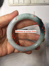 Load image into Gallery viewer, 57.8mm Certified Type A 100% Natural Dark Green Blue Gray Black Round Cut Jadeite Jade Bangle BS147-0754
