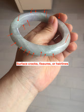 Load image into Gallery viewer, 60.5mm Certified Type A 100% Natural icy watery green/purple chubby Jadeite Jade bangle E146-9537
