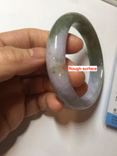 Load image into Gallery viewer, 58.4mm Certified type A 100% Natural half oily dark green gray black(老油青) half purple(half mountain half water, 半山半水) Jadeite bangle PF31-4756
