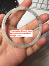 Load image into Gallery viewer, AllaboutjadeCanada.com only 56.6mm certified 100% natural Type A icy watery light green white skinny round cut jadeite jade bangle AZ188-(7340)

