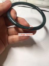 Load image into Gallery viewer, 61.4mm Certified Type A 100% Natura dark blue/green/gray/black Guatemala slim round cut Jadeite bangle PJ105
