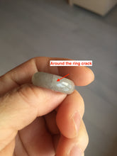 Load image into Gallery viewer, Size 8-8 3/4 100% natural type A icy watery black purple gray jadeite jade band ring PA207
