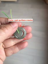 Load image into Gallery viewer, 21-22mm Type A 100% Natural light purple/oily light green/gray Jadeite Jade concentric circle safety Guardian ring Pendant (子母扣,同心环) group PB45
