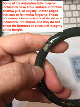 Load image into Gallery viewer, 60.9mm 100% Natural Dark Green/Black Meteorite Star Night Sky Galaxy Round Cut Nephrite Bangle HK3-0558
