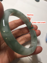 Load image into Gallery viewer, 59.2mm certified 100% natural Type A watermelon-rind green white Cool White Base with Misty Green Patches jadeite bangle PE32-2125
