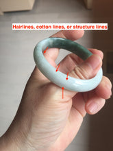 Load image into Gallery viewer, 51mm certified 100% natural Type A sunny green oily dark green gray black(老油青)  half mountain half water (半山半水) oval jadeite jade bangle BS175-0060
