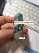 Load image into Gallery viewer, 59mm certified Type A 100% Natural dark green white broad Jadeite Jade bangle PE100-6230
