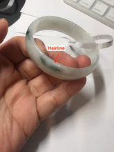 Load image into Gallery viewer, 52.5mm Certificated  Type A100% green/white thin Jadeite Jade bangle F10-1164
