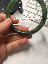 Load image into Gallery viewer, 58mm Certified 100% Natural Fresh Young Green/Dark Green/Black Green Ink Painting (绿水墨) Round Cut Nephrite (Wulanhai 乌兰海碧玉) Bangle HN150-7311
