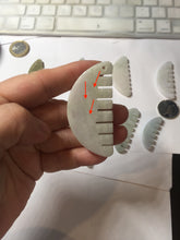 Load image into Gallery viewer, 100% Natural icy watery light green/gray Jadeite gua sha (刮痧) Jadeite jade Comb group E77 (Add on item! not sale individually)

