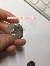 Load image into Gallery viewer, 23.8mm Type A 100% Natural icy watery dark green/clear Seaweed Forest Jadeite Safety Guardian Button donuts pendant PF44
