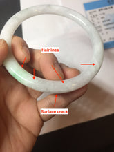 Load image into Gallery viewer, 59.4mm certified Type A 100% Natural sunny green white light purple slim round cut Jadeite Jade bangle PH211-3198
