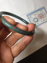 Load image into Gallery viewer, 56.8mm Certified Type A 100% Natural dark green/blue/gray with Guatemala slim round cut Jadeite bangle PH23-2343 56.8/5.8/5.7mm
