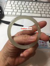 Load image into Gallery viewer, 54mm Certified 100% Natural icy watery light yellow gray crystal sugar (黄冰糖) nephrite jade bangle HN142-3360
