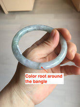 Load image into Gallery viewer, 57.4mm Certified Type A 100% Natural light green purple gray round cut Jadeite Jade bangle BQ60-6887
