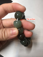 Load image into Gallery viewer, 14x13.2mm 100% Natural olive green/brown/black sugar vintage style nephrite Jade bead bracelet HE87
