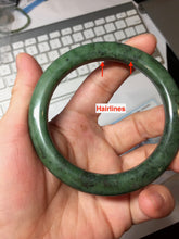 Load image into Gallery viewer, 56.6mm certified 100% Natural dark green/black nephrite (碧玉)  bangle HT168-5-3870
