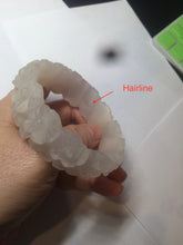 Load image into Gallery viewer, 55mm 100% natural light pink/gray/beige/white Quartzite (Shetaicui jade) carved flowers bangle SY52
