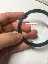 Load image into Gallery viewer, 56mm Certified Type A 100% Natural dark green/blue/gray Guatemala slim round cut Jadeite bangle BP197-2078

