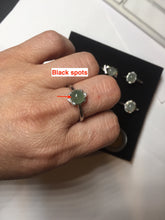 Load image into Gallery viewer, 100% natural type A icy watery light green white clear four-prong jadeite jade ring group PC8
