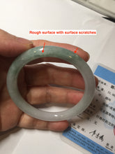 Load image into Gallery viewer, 54.4mm certified 100% natural Type A light green white purple round cut jadeite jade bangle AA121-4903
