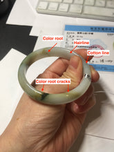 Load image into Gallery viewer, 53.9mm certified natural 100% natural Type A light green/yellow with green floating flowers jadeite jade bangle PA231-4999
