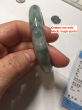 Load image into Gallery viewer, 58mm certified 100% natural Type A watermelon-rind green white Cool White Base with Misty Green Patches jadeite bangle PE33-2126
