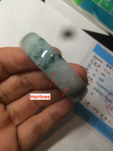 Load image into Gallery viewer, 52.5mm certified type A 100% Natural green/white with green floating flowers jadeite jade bangle AT94-0777
