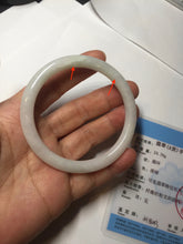 Load image into Gallery viewer, 54.6mm Certified Type A 100% Natural light green white round cut Jadeite Jade bangle AU50-0240
