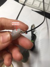 Load image into Gallery viewer, 100% natural type A icy watery black/white/clear(冰乌鸡)/light green(冰绿乌鸡) jadeite fox pendant necklace AA123
