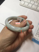 Load image into Gallery viewer, 54.6mm Certified Type A 100% Natural white/light green with grenn floating flowers Jadeite Jade bangle E154-2437
