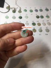 Load image into Gallery viewer, 12.5-13mm Type A 100% Natural icy watery green purple white yellow Jadeite Safety Guardian Button donuts pendant PF2
