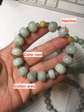 Load image into Gallery viewer, Size 52-60mm 100% natural type A green/yellow/brown/purple jadeite jade beads bracelet group BL134
