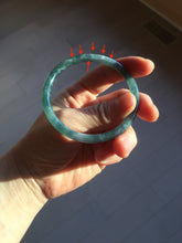 Load image into Gallery viewer, 55.7mm Certified Type A 100% Natural dark green/blue/gray Guatemala slim round cut Jadeite bangle PH1-2337
