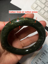 Load image into Gallery viewer, 55.5mm certified 100% Natural dark green/gray/black chubby round cut nephrite Jade bangle HF85-0882

