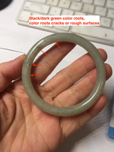 Load image into Gallery viewer, 54.4mm Certified type A 100% Natural light green gray black slim round cut Jadeite bangle PA199-2453

