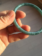 Load image into Gallery viewer, 60mm Certified Type A 100% Natural dark green/blue/gray with Guatemala slim round cut Jadeite bangle PH4-2333
