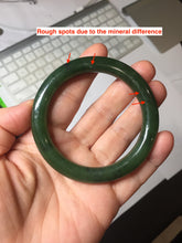 Load image into Gallery viewer, 53.3mm 100% Natural dark green/black round cut nephrite (碧玉) bangle HN98
