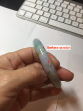 Load image into Gallery viewer, 57.5mm 100% Natural type A green purple white carved flowers and golden-painted Jadeite Jade bangle PB282
