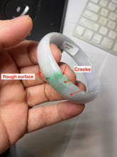 Load image into Gallery viewer, 50.5mm certified 100% natural Type A sunny green white/purple(春带彩) thin jadeite jade bangle BS165-1617
