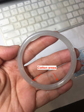 Load image into Gallery viewer, 53.9mm Certified 100% Natural icy gray (灰冰) pale pink(藕粉) slim round cut nephrite jade bangle HN159-9101
