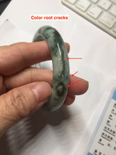 Load image into Gallery viewer, 53mm certified 100% natural Type A green white with green floating flowers jadeite bangle PD158-6291
