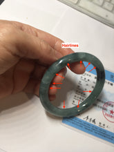 Load image into Gallery viewer, 55mm Certified Type A 100% Natural dark green/gray round cut Jadeite bangle PA227-2426
