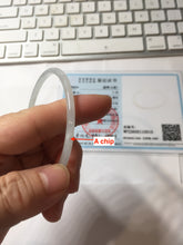Load image into Gallery viewer, 59mm certifide Type A 100% Natural light green white skinny round cut Jadeite Jade bangle AZ178-0515
